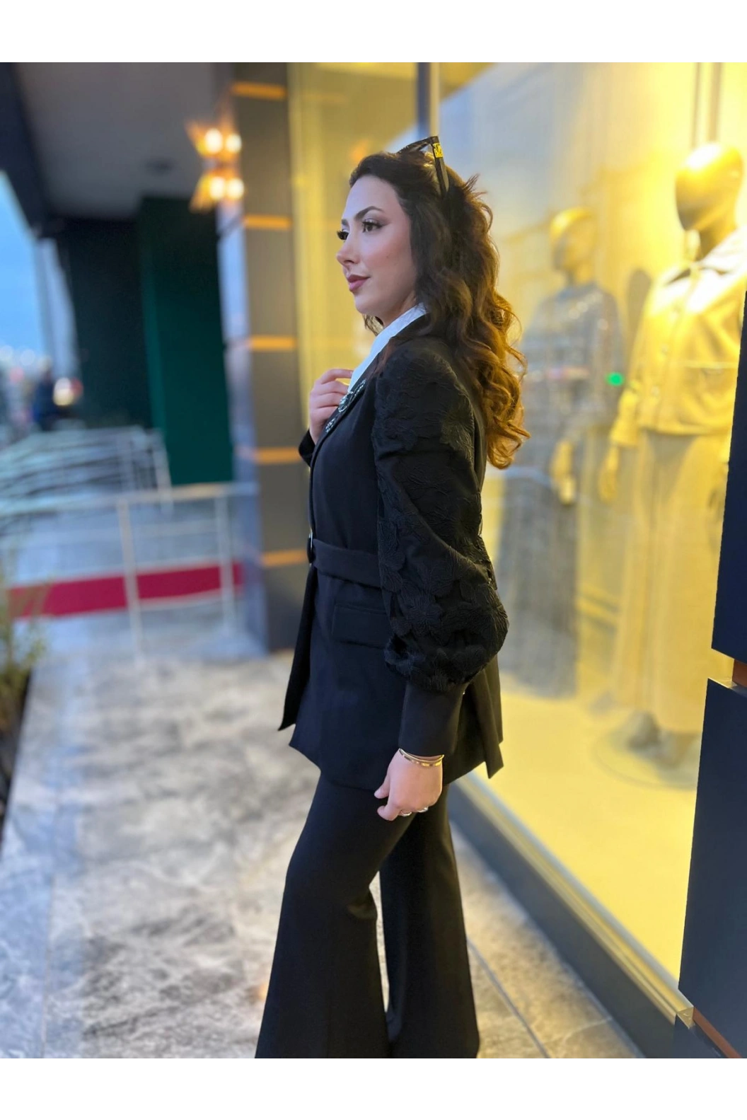 MY312-KOLU DANTELLİ TAKIM SİYAH