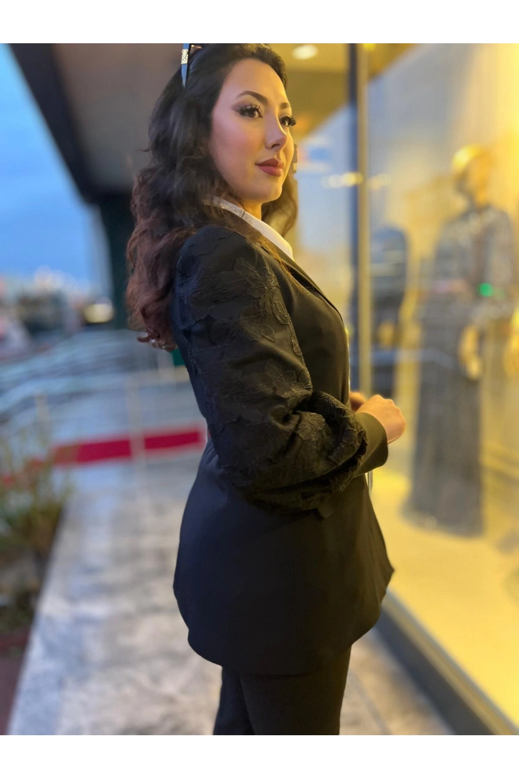 MY312-KOLU DANTELLİ TAKIM SİYAH