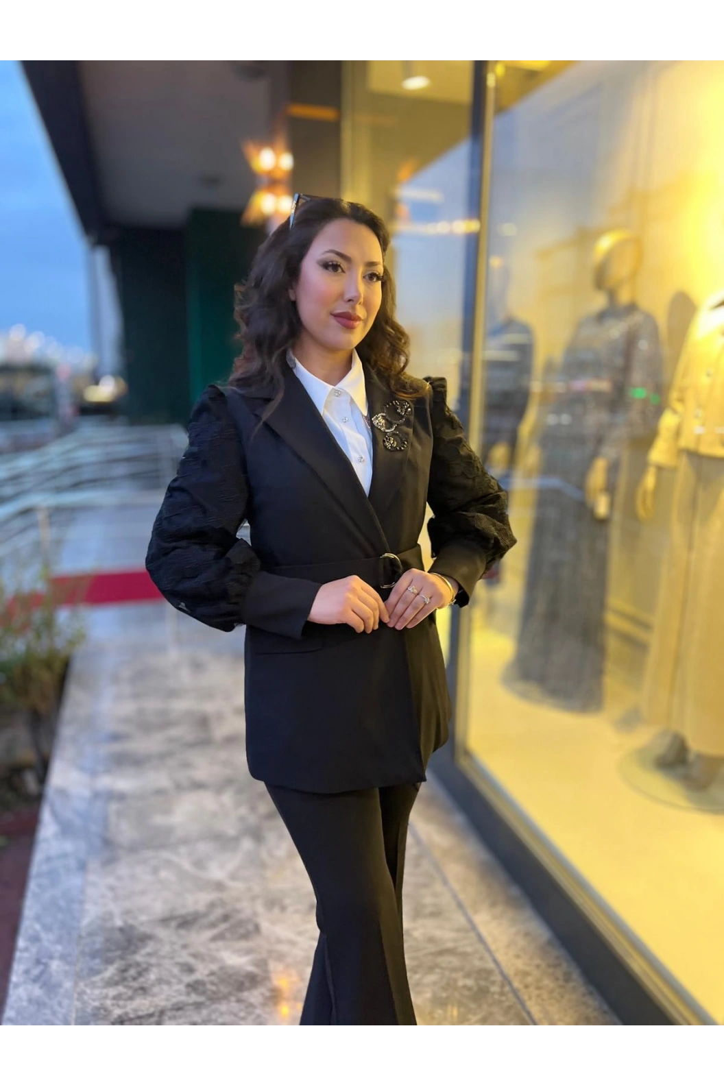 MY312-KOLU DANTELLİ TAKIM SİYAH