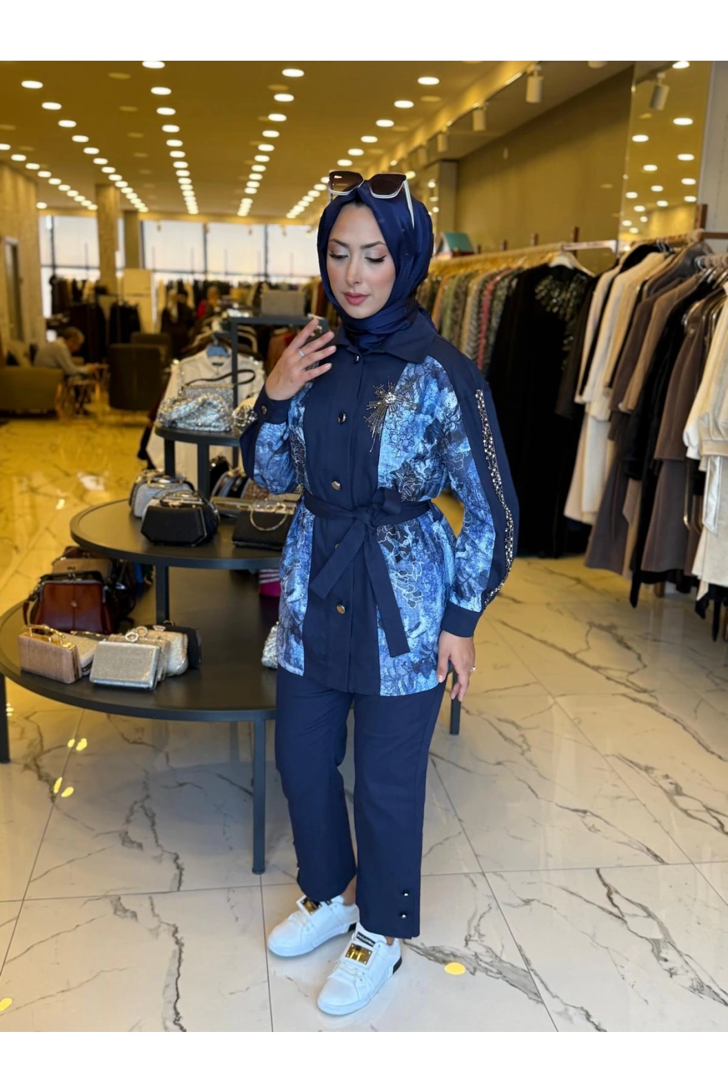 MY312-KOLU TAŞLI TAKIM LACİVERT