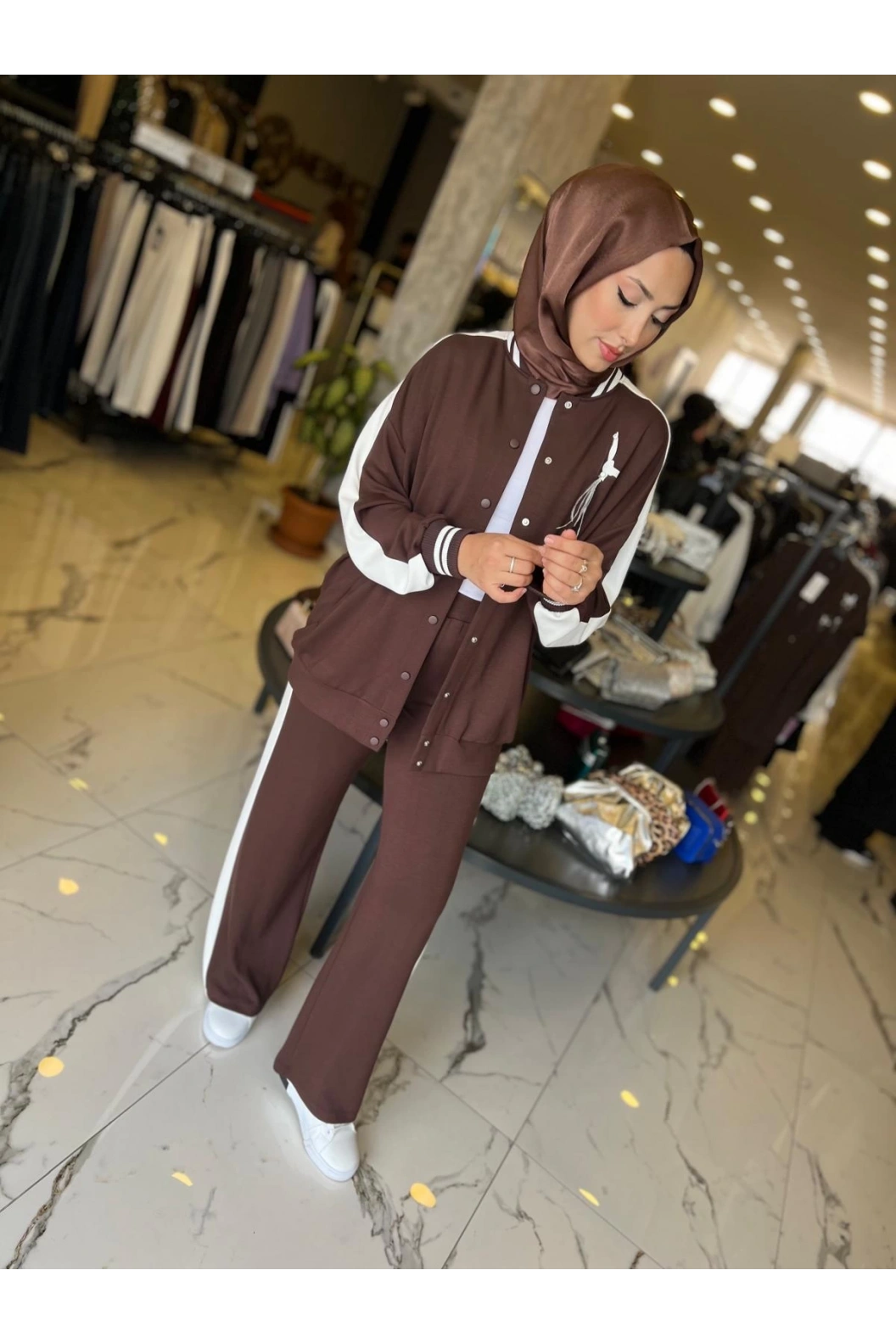 MY312-KUŞ DETAYLI TAKIM KAHVE