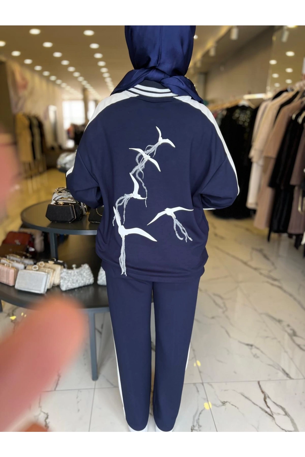 MY312-KUŞ DETAYLI TAKIM LACİVERT