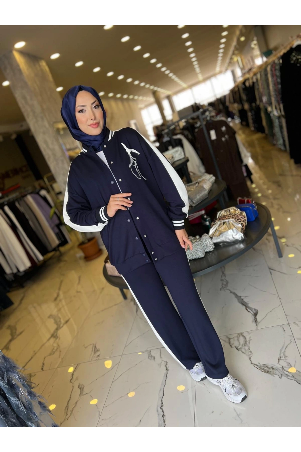 MY312-KUŞ DETAYLI TAKIM LACİVERT