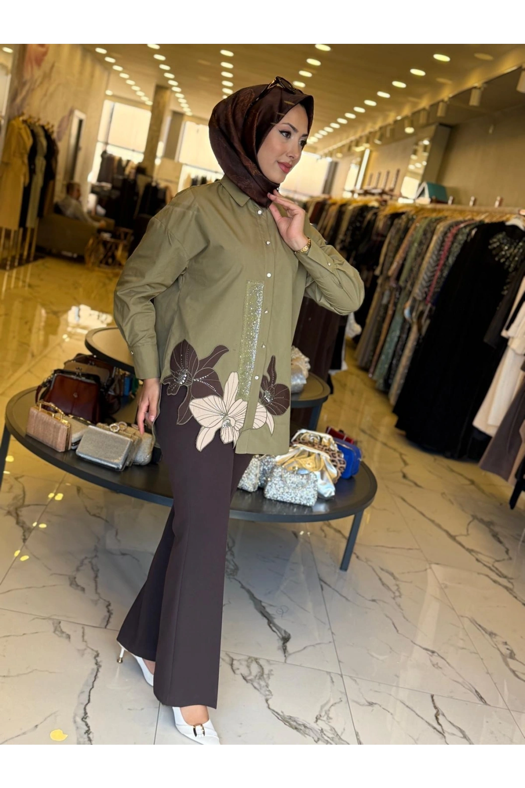 MY312-NAKIŞLI TAŞLI GÖMLEK YEŞİL