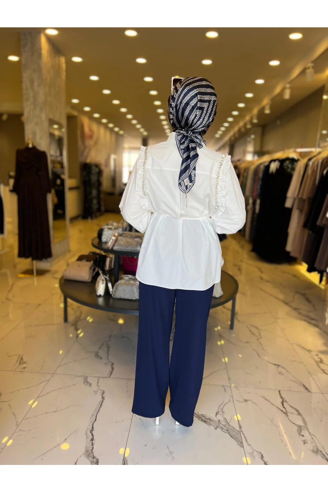 MY312-OMZU TAŞLI TUNİK EKRU