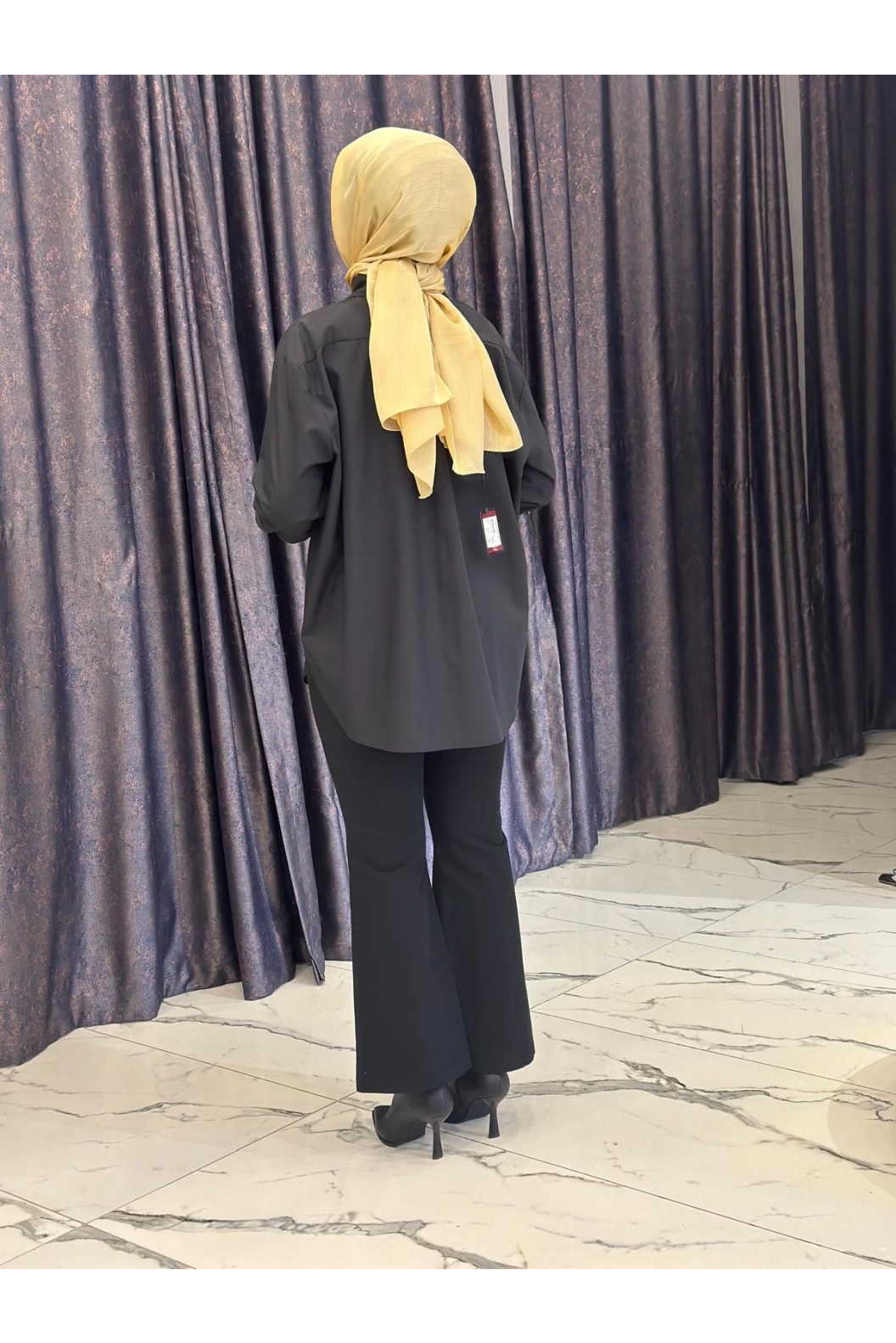 MY312-ÖN AKSESUARLI GÖMLEK SİYAH