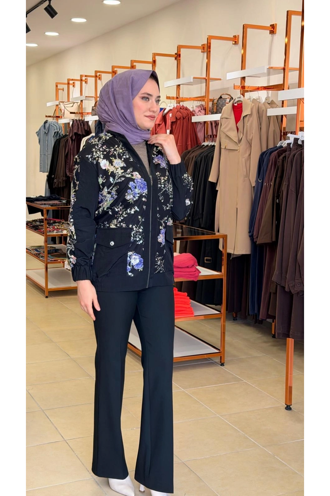 MY312-ÖNÜ PAYETLİ BOMBER CEKET SİYAH