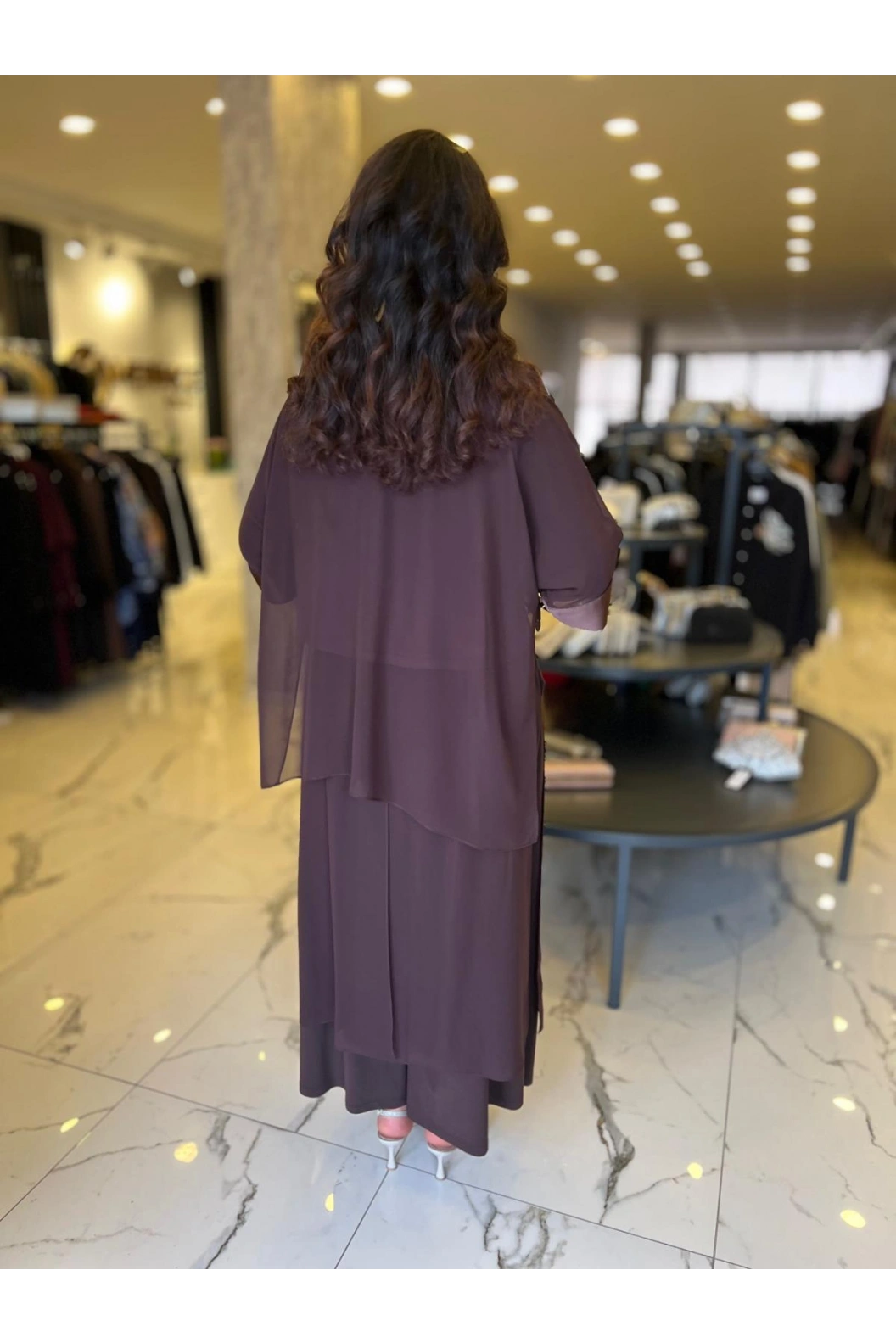 MY312-ÖNÜ TAŞLI ŞİFONLU TAKIM KAHVE