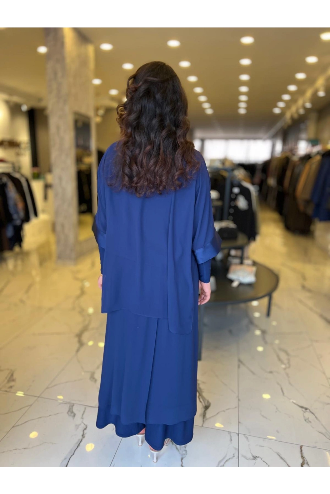 MY312-ÖNÜ TAŞLI ŞİFONLU TAKIM LACİVERT