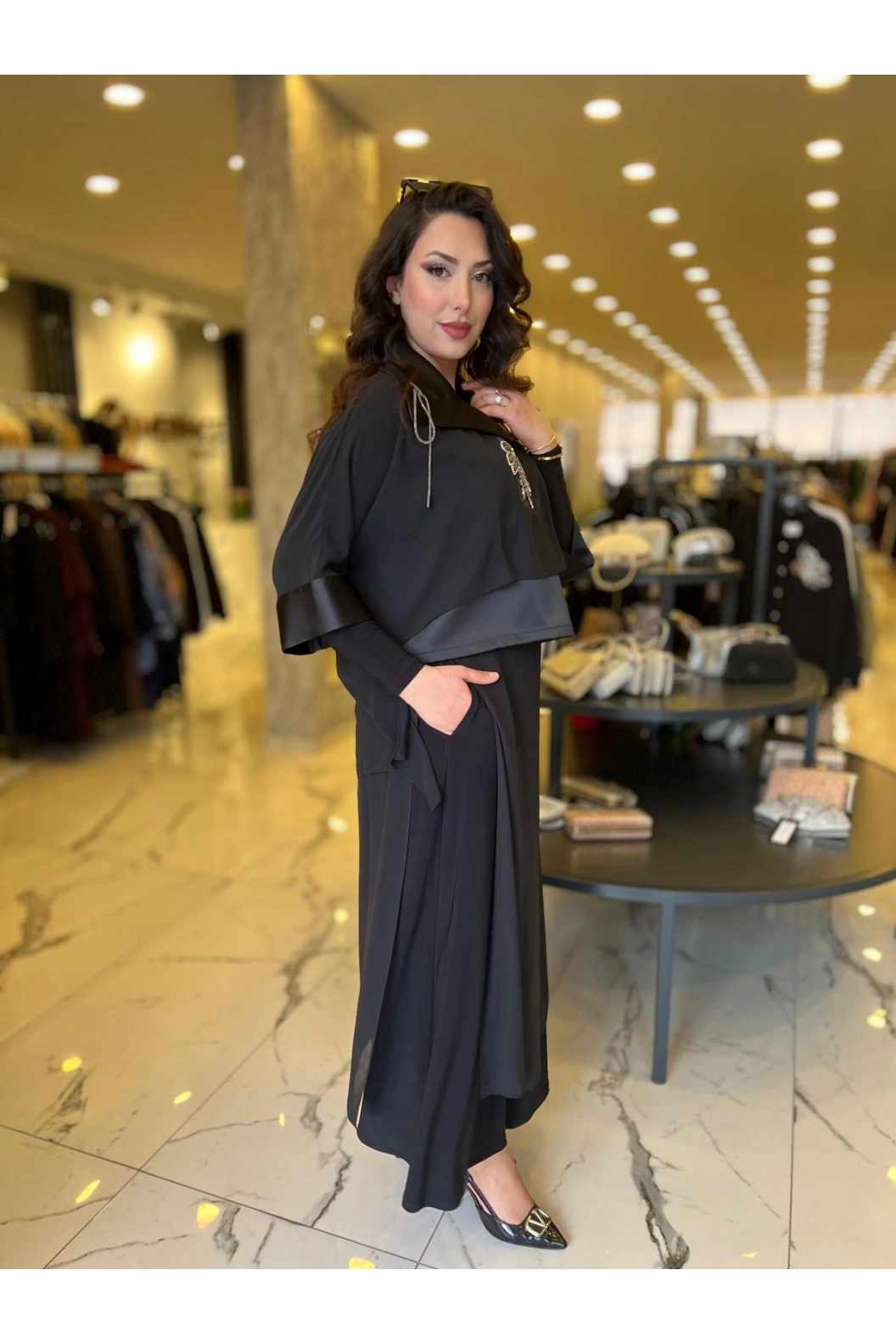 MY312-ÖNÜ TAŞLI ŞİFONLU TAKIM SİYAH