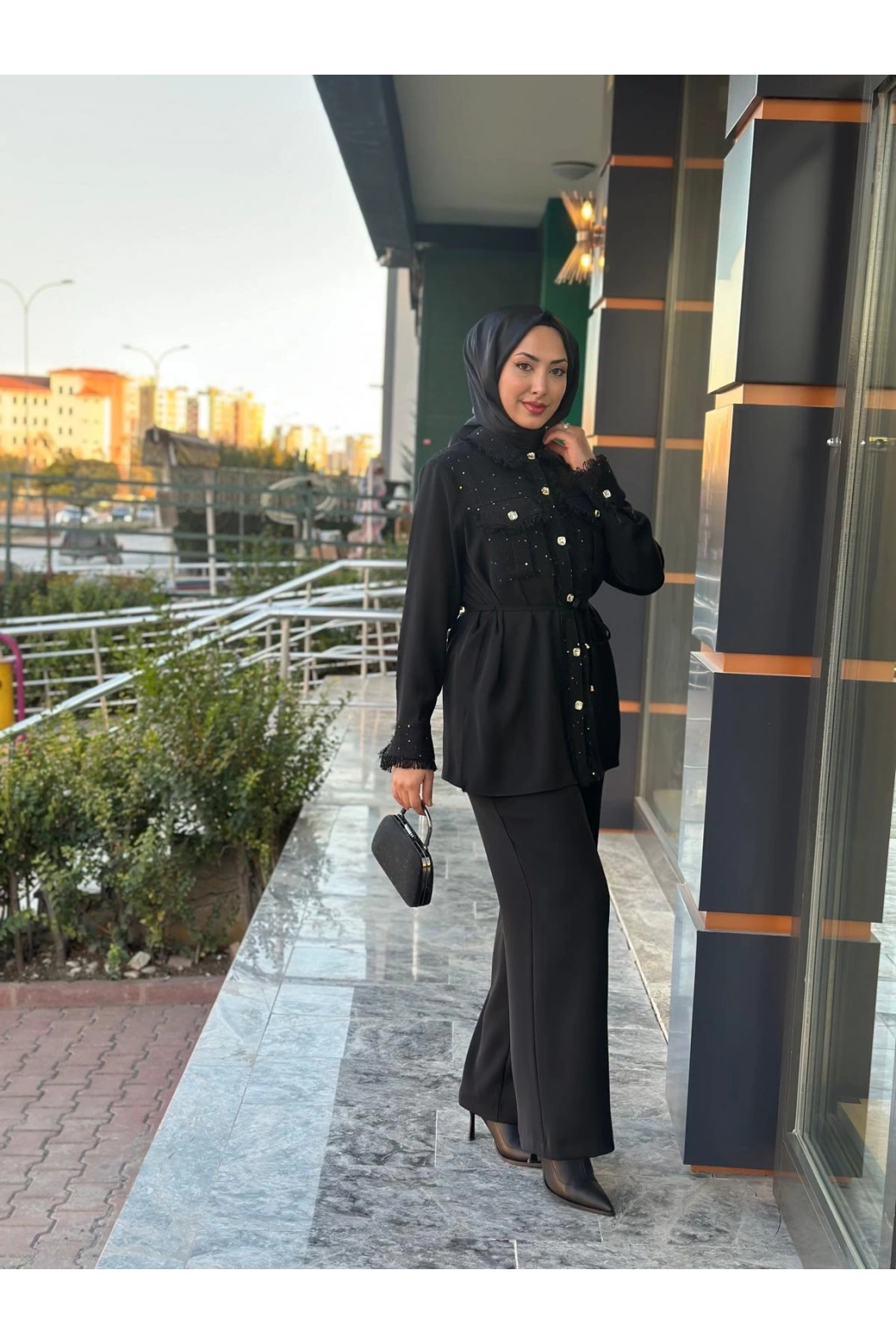 MY312-ŞANEL KOMBİNLİ TAKIM SİYAH