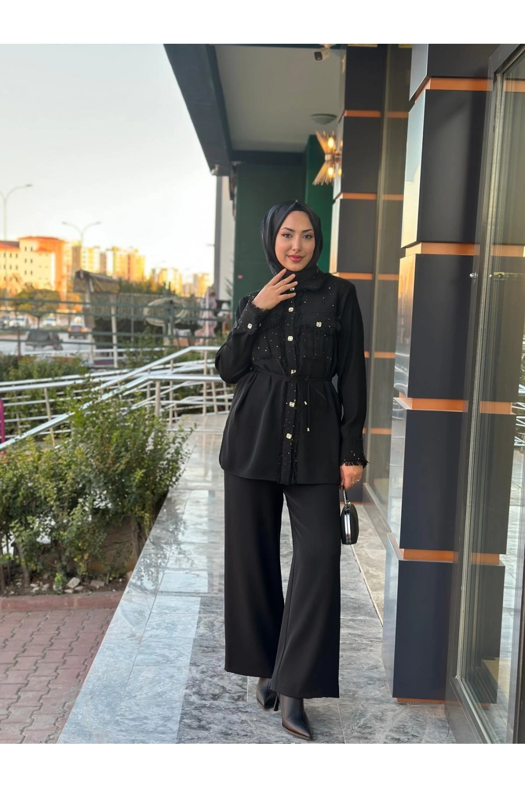 MY312-ŞANEL KOMBİNLİ TAKIM SİYAH