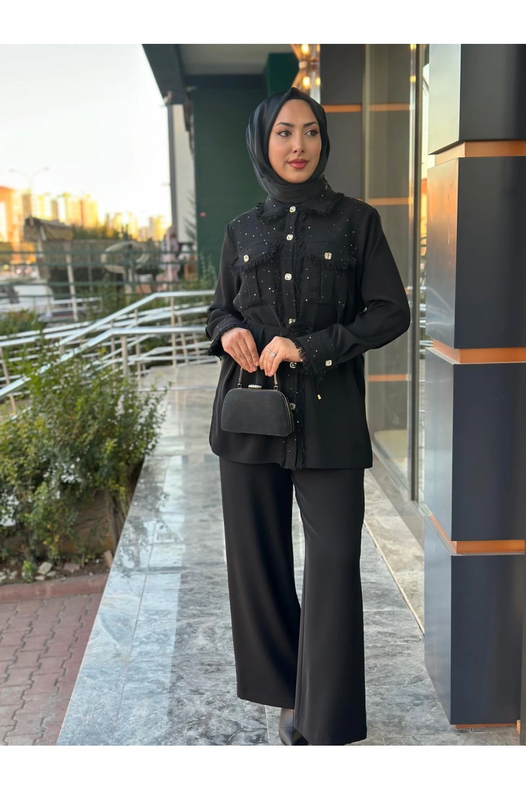 MY312-ŞANEL KOMBİNLİ TAKIM SİYAH