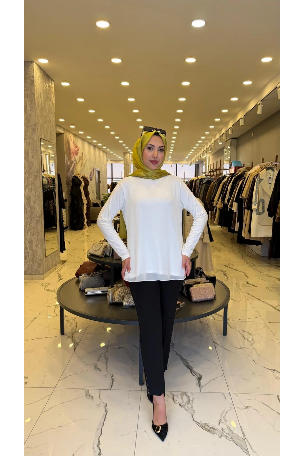 MY312-ŞİFONLU KOLLU BLUZ EKRU