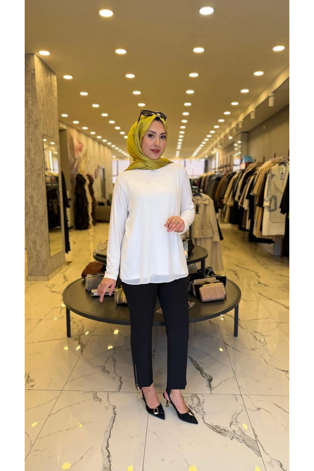 MY312-ŞİFONLU KOLLU BLUZ EKRU