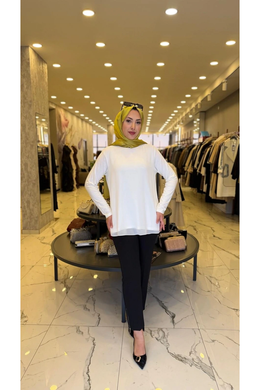 MY312-ŞİFONLU KOLLU BLUZ EKRU