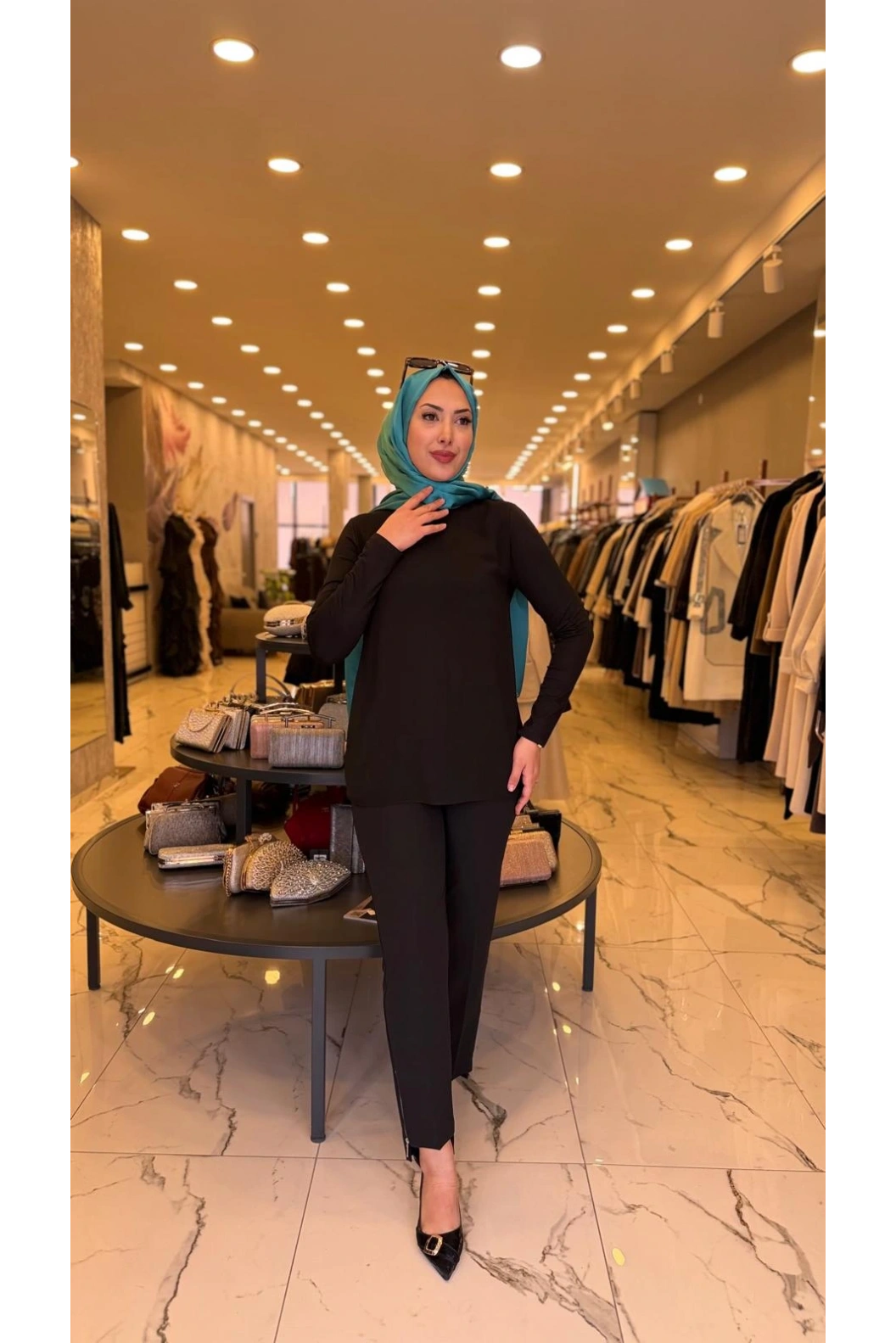 MY312-ŞİFONLU KOLLU BLUZ SİYAH