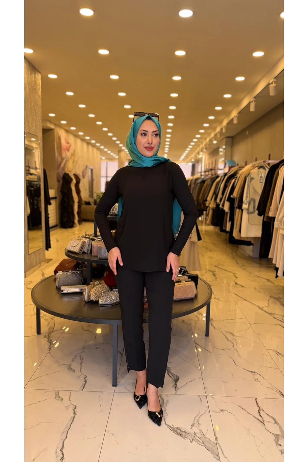 MY312-ŞİFONLU KOLLU BLUZ SİYAH