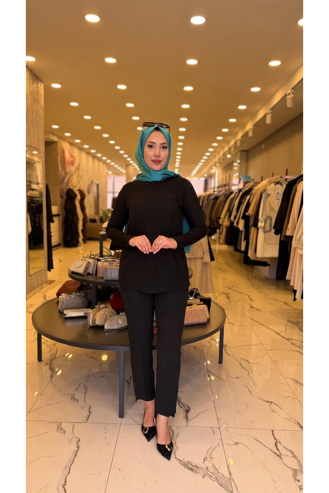 MY312-ŞİFONLU KOLLU BLUZ SİYAH