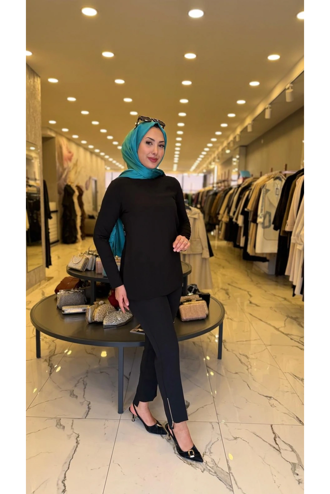 MY312-ŞİFONLU KOLLU BLUZ SİYAH