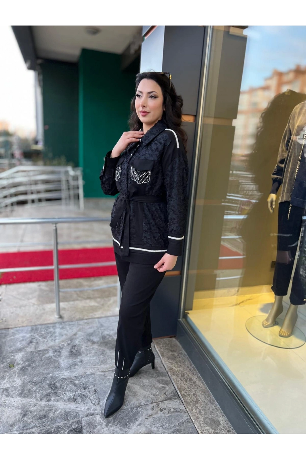 MY312-TAŞLI DANTELLİ PAN.TAKIM SİYAH