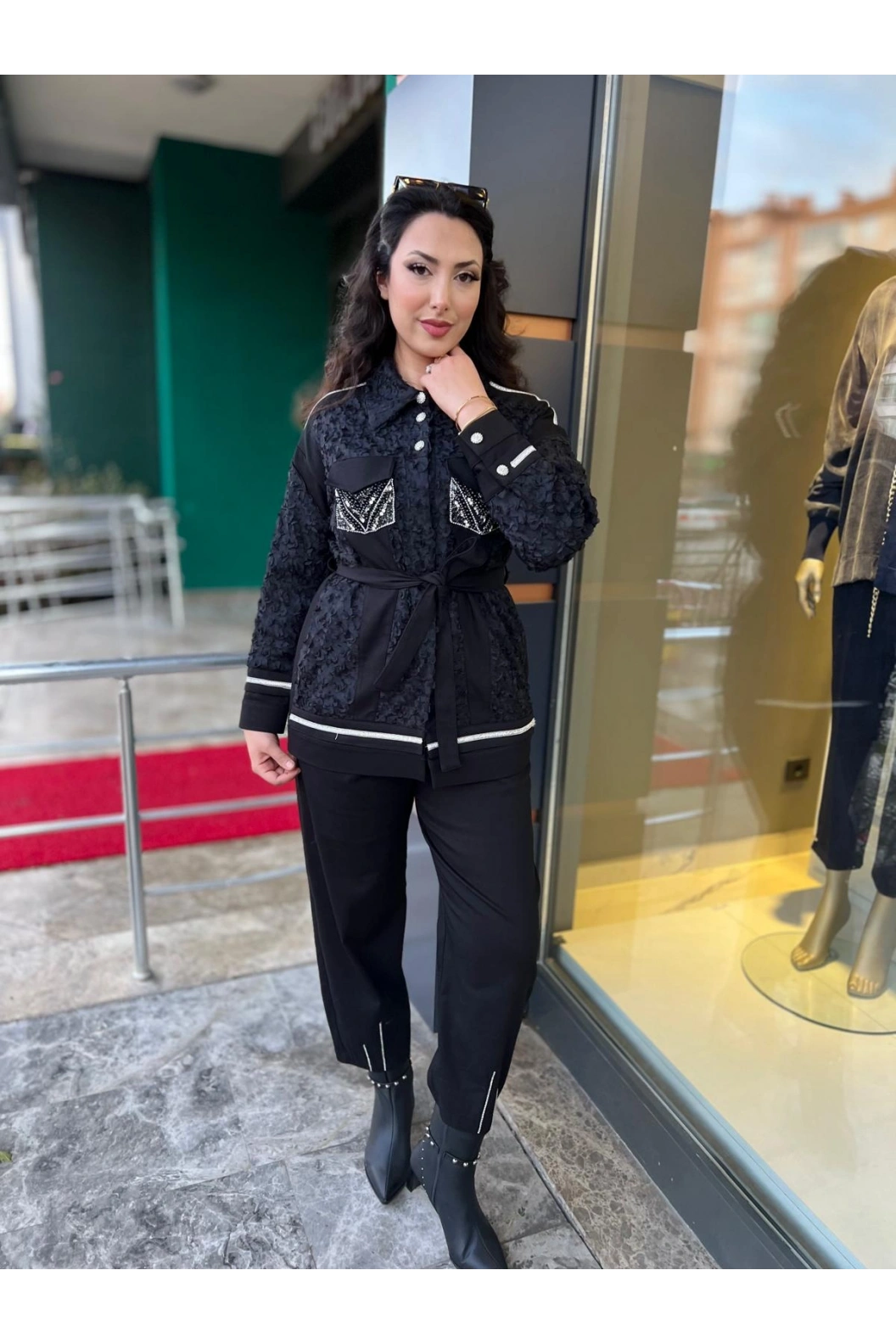 MY312-TAŞLI DANTELLİ PAN.TAKIM SİYAH