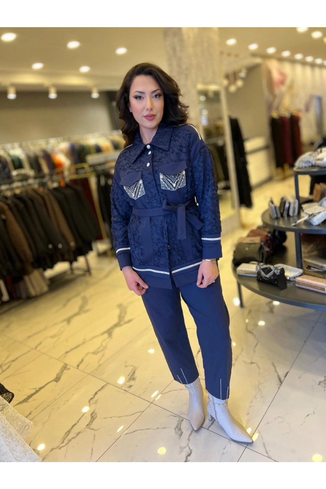 MY312-TAŞLI DANTELLİ PAN.TAKIM LACİVERT