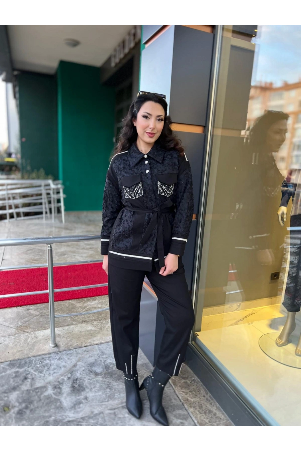 MY312-TAŞLI DANTELLİ PAN.TAKIM SİYAH