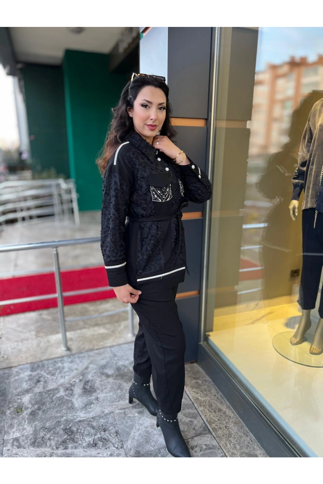 MY312-TAŞLI DANTELLİ PAN.TAKIM SİYAH