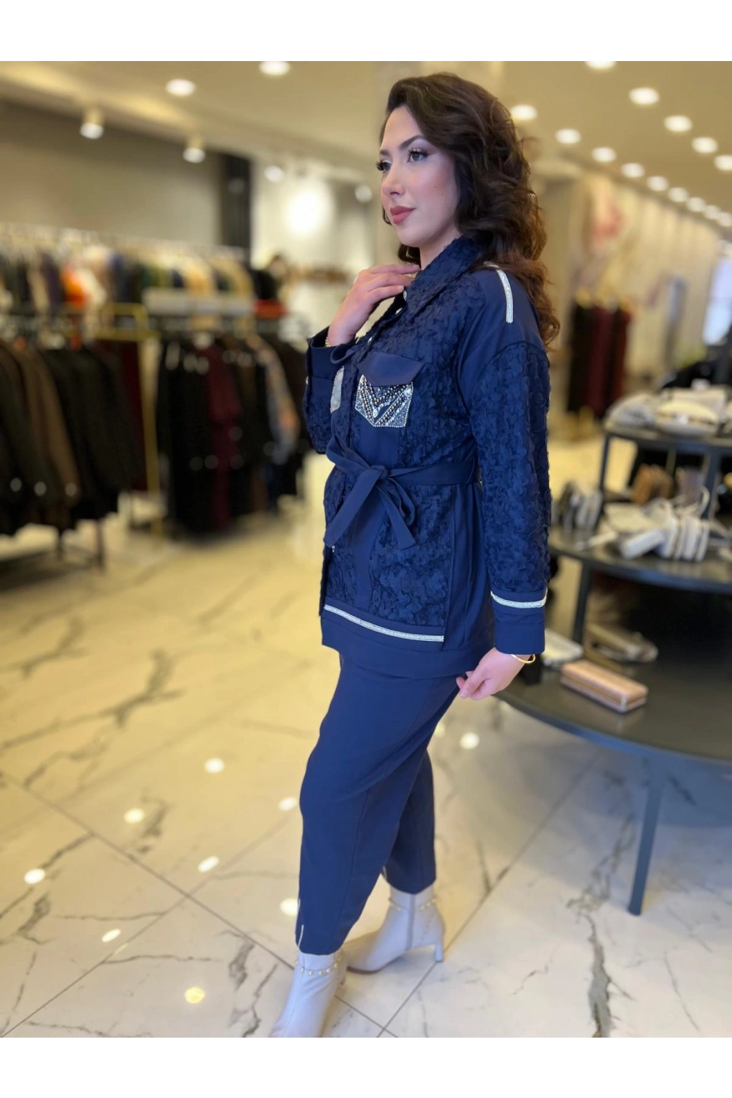 MY312-TAŞLI DANTELLİ PAN.TAKIM LACİVERT