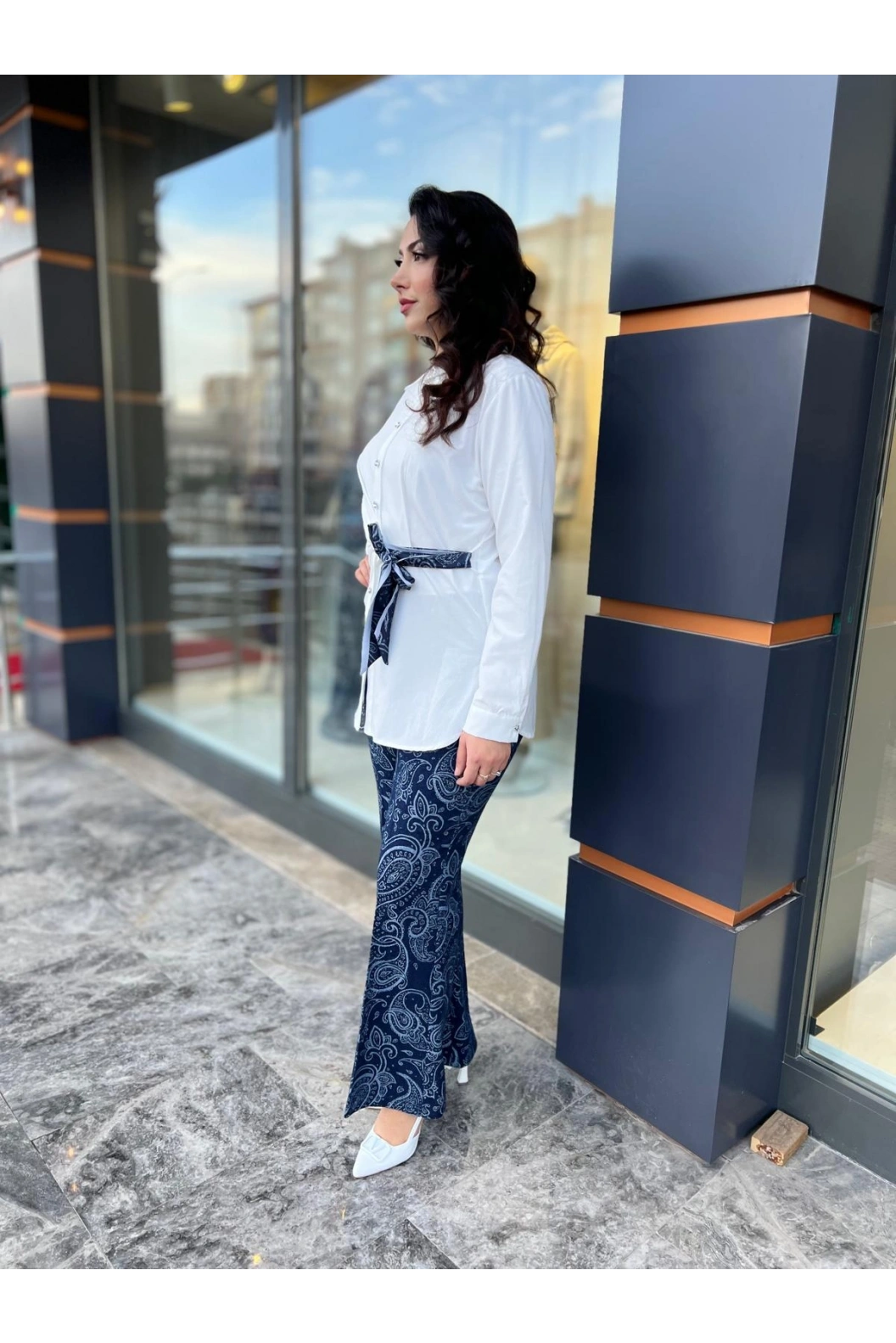 MY312-YANDAN BAĞLAMALI GÖMLEK EKRU