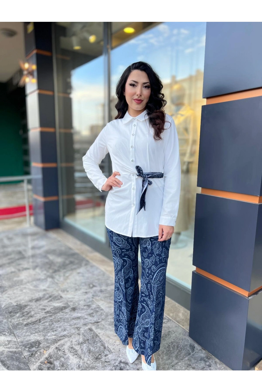 MY312-YANDAN BAĞLAMALI GÖMLEK EKRU