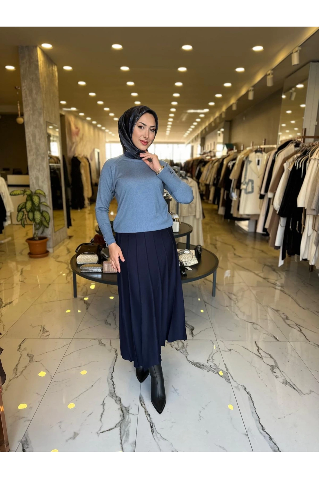 MY312-YARIM BALIKCI TRİKO KAZAK MAVİ