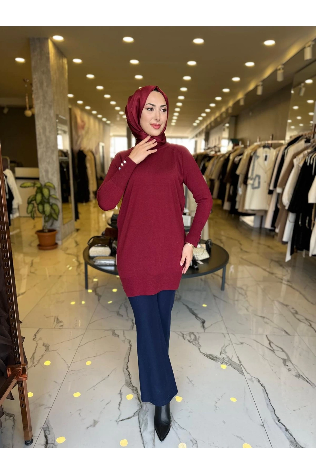 MY312-YARIM BALIKCI TRİKO TUNİK BORDO