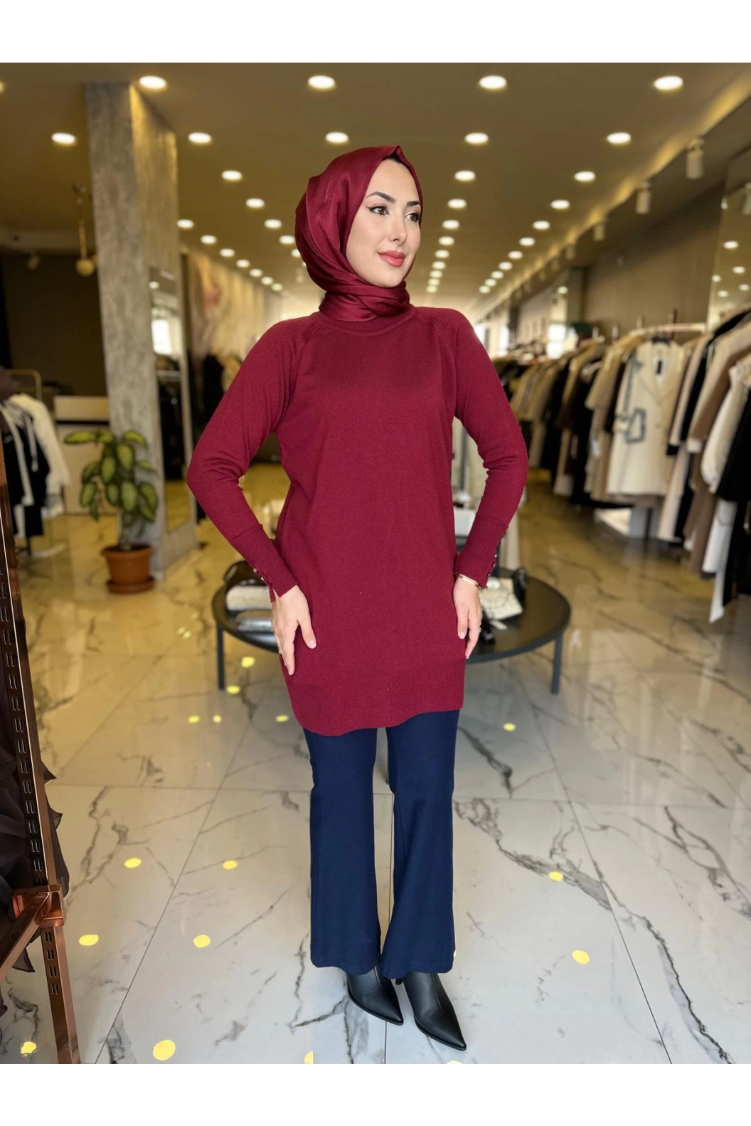 MY312-YARIM BALIKCI TRİKO TUNİK BORDO