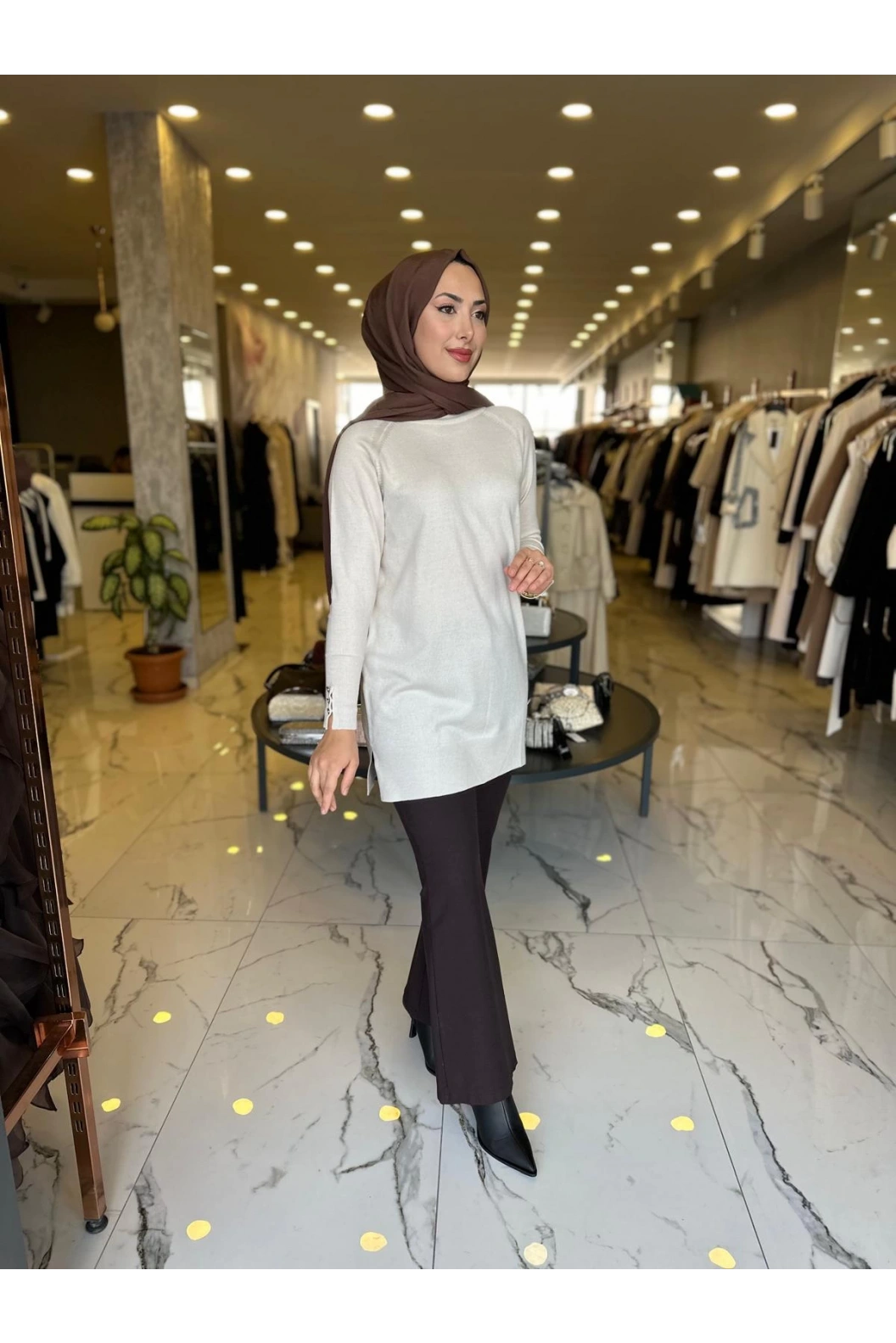 MY312-YARIM BALIKCI TRİKO TUNİK EKRU