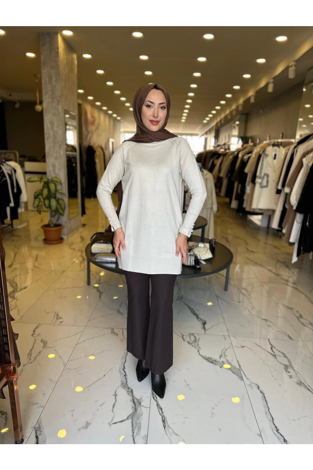 MY312-YARIM BALIKCI TRİKO TUNİK EKRU