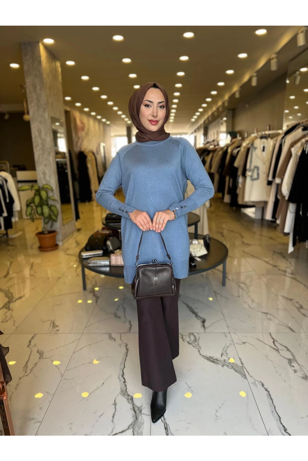 MY312-YARIM BALIKCI TRİKO TUNİK MAVİ