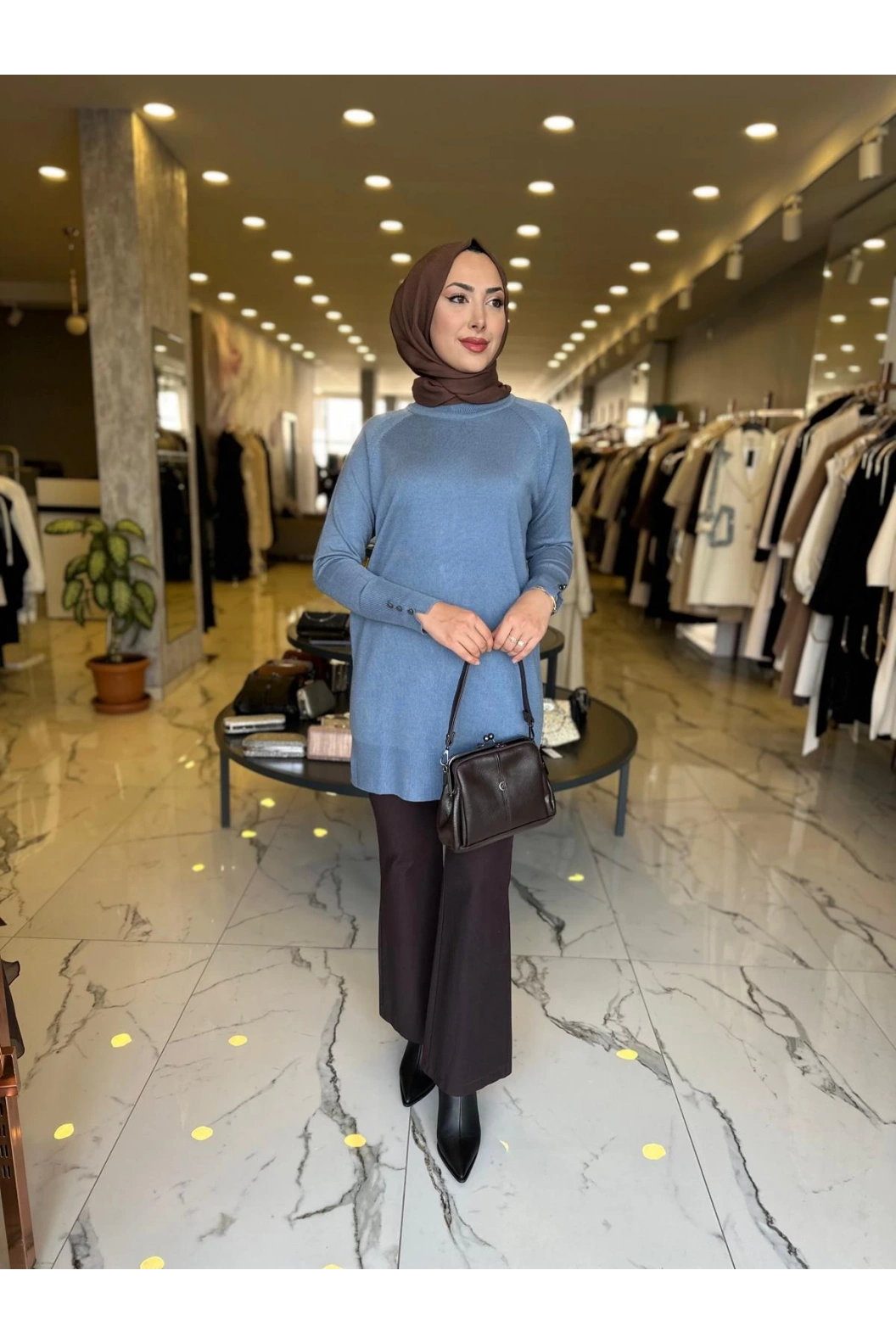 MY312-YARIM BALIKCI TRİKO TUNİK MAVİ