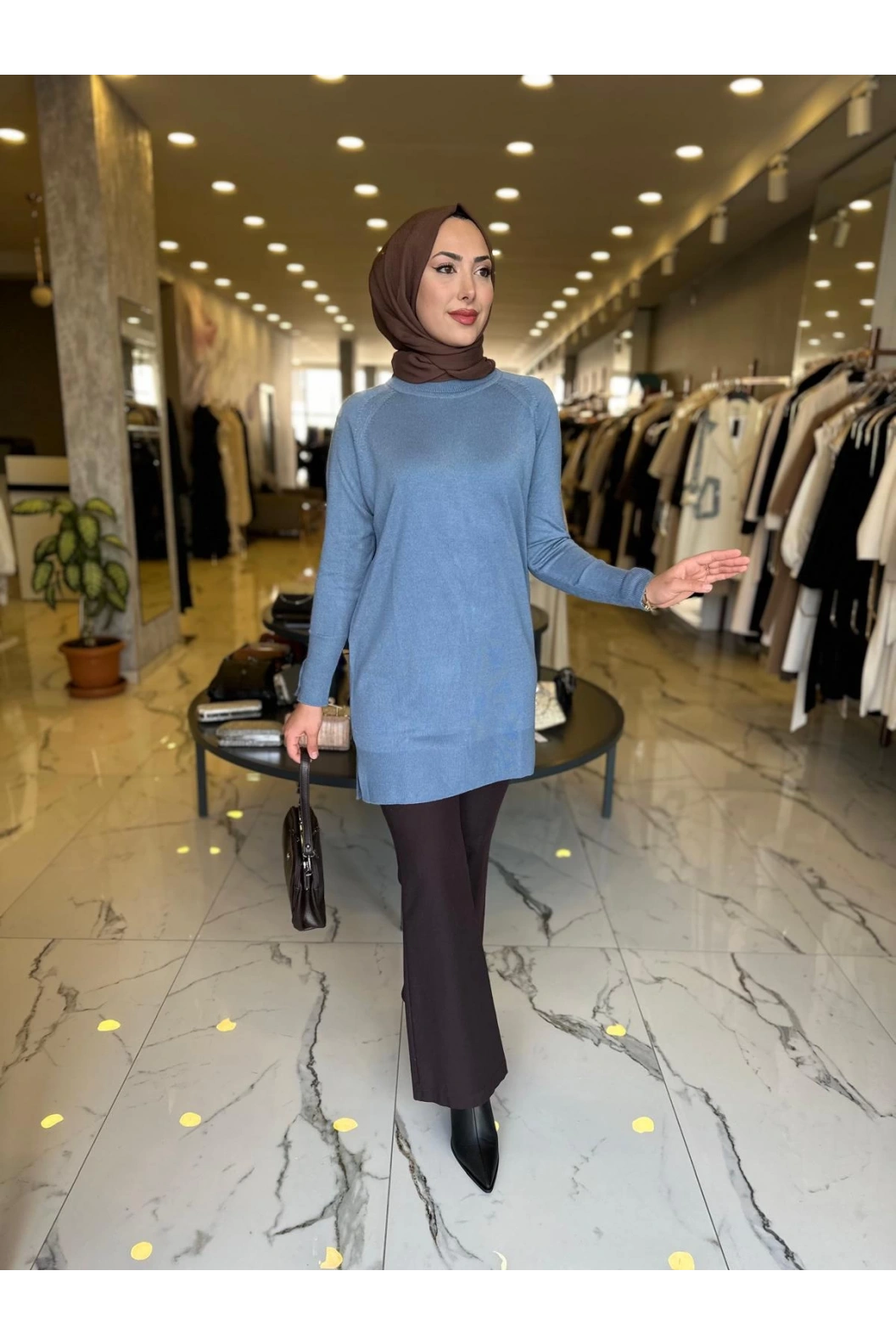 MY312-YARIM BALIKCI TRİKO TUNİK MAVİ