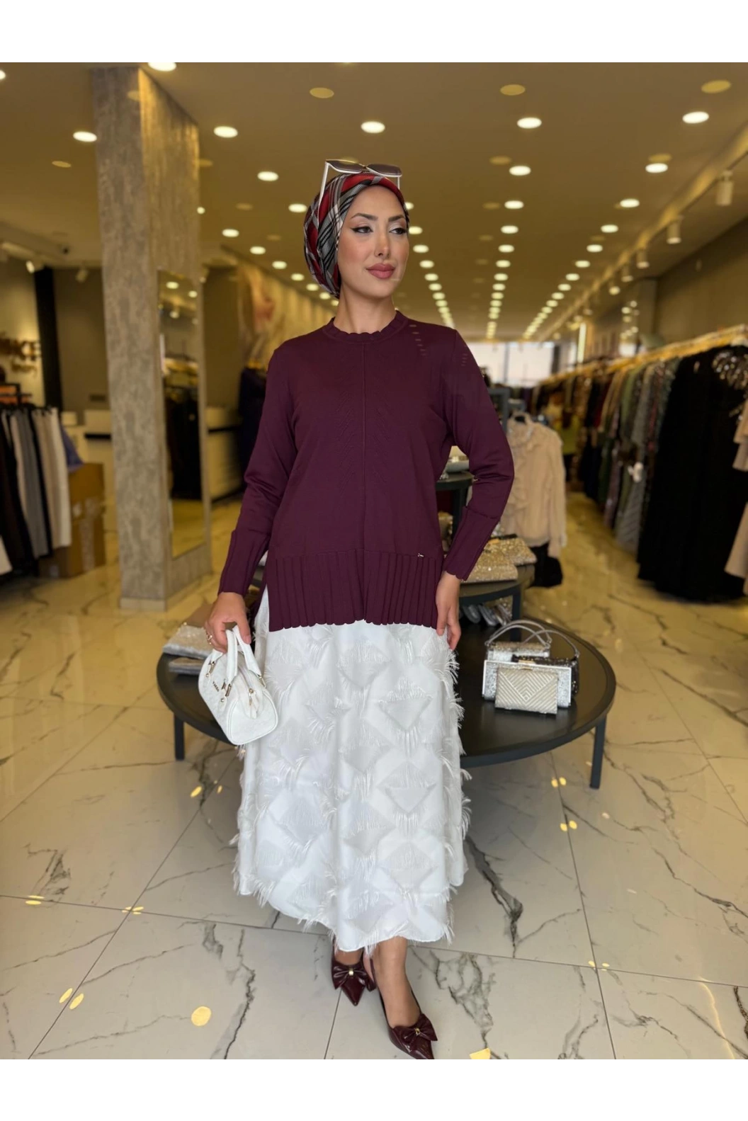 NİLİWİ-ÖNÜ VEREV YÜRÜTMELİ TUNİK BORDO