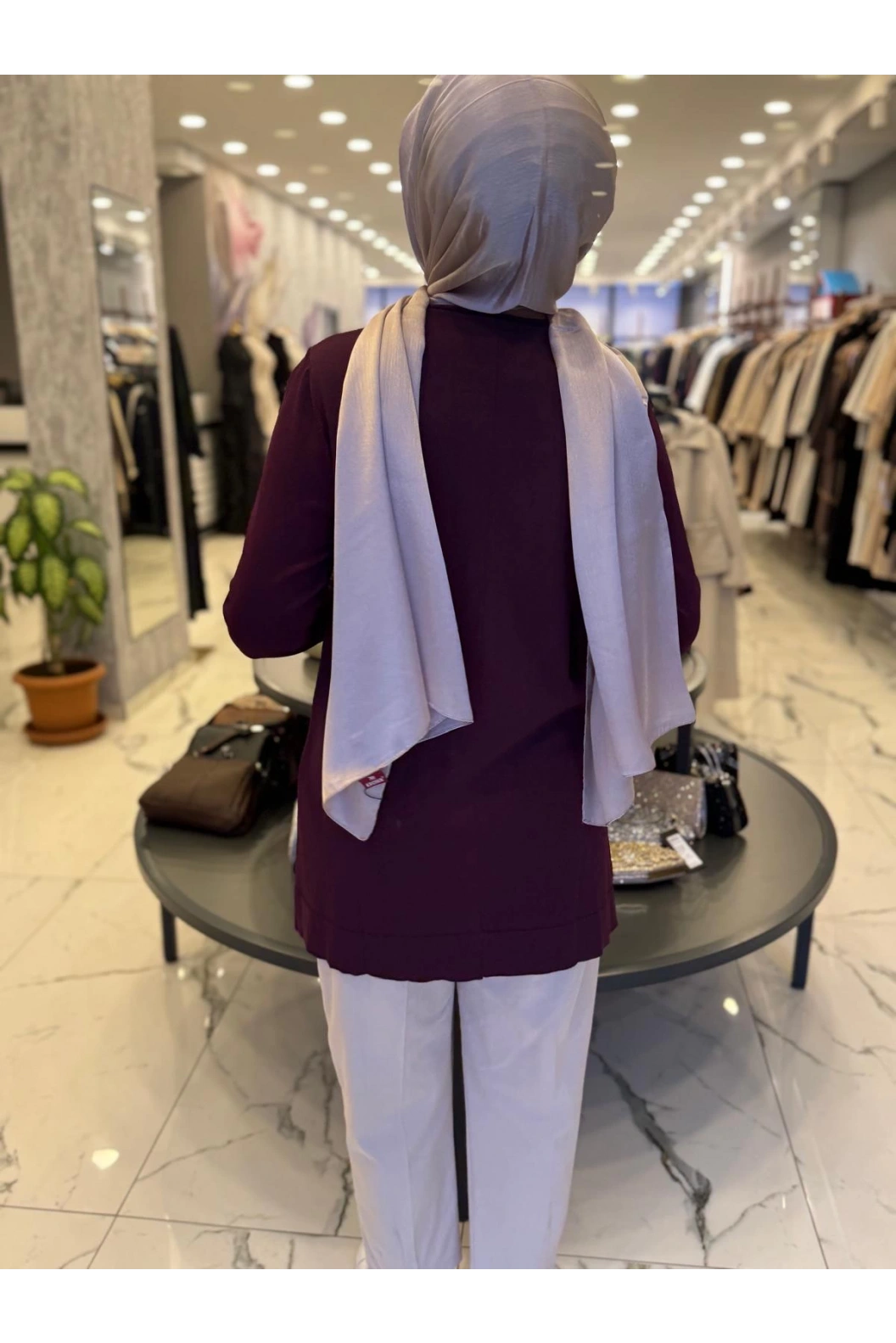 NİLİWİ-YANLARI FERMUARLI TUNİK BORDO