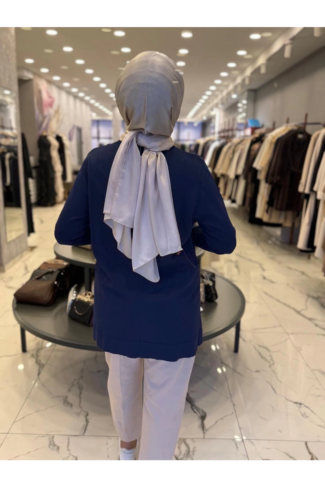 NİLİWİ-YANLARI FERMUARLI TUNİK LACİVERT