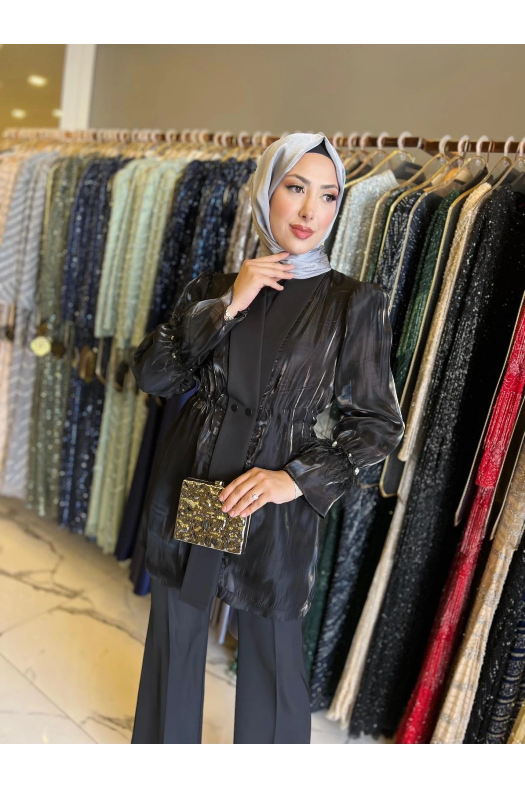 PERİ-ORGANİZE CEKETLİ TAKIM SİYAH