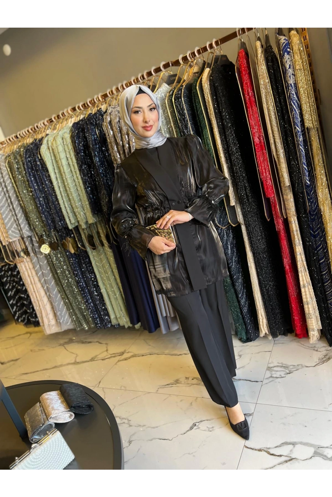 PERİ-ORGANİZE CEKETLİ TAKIM SİYAH