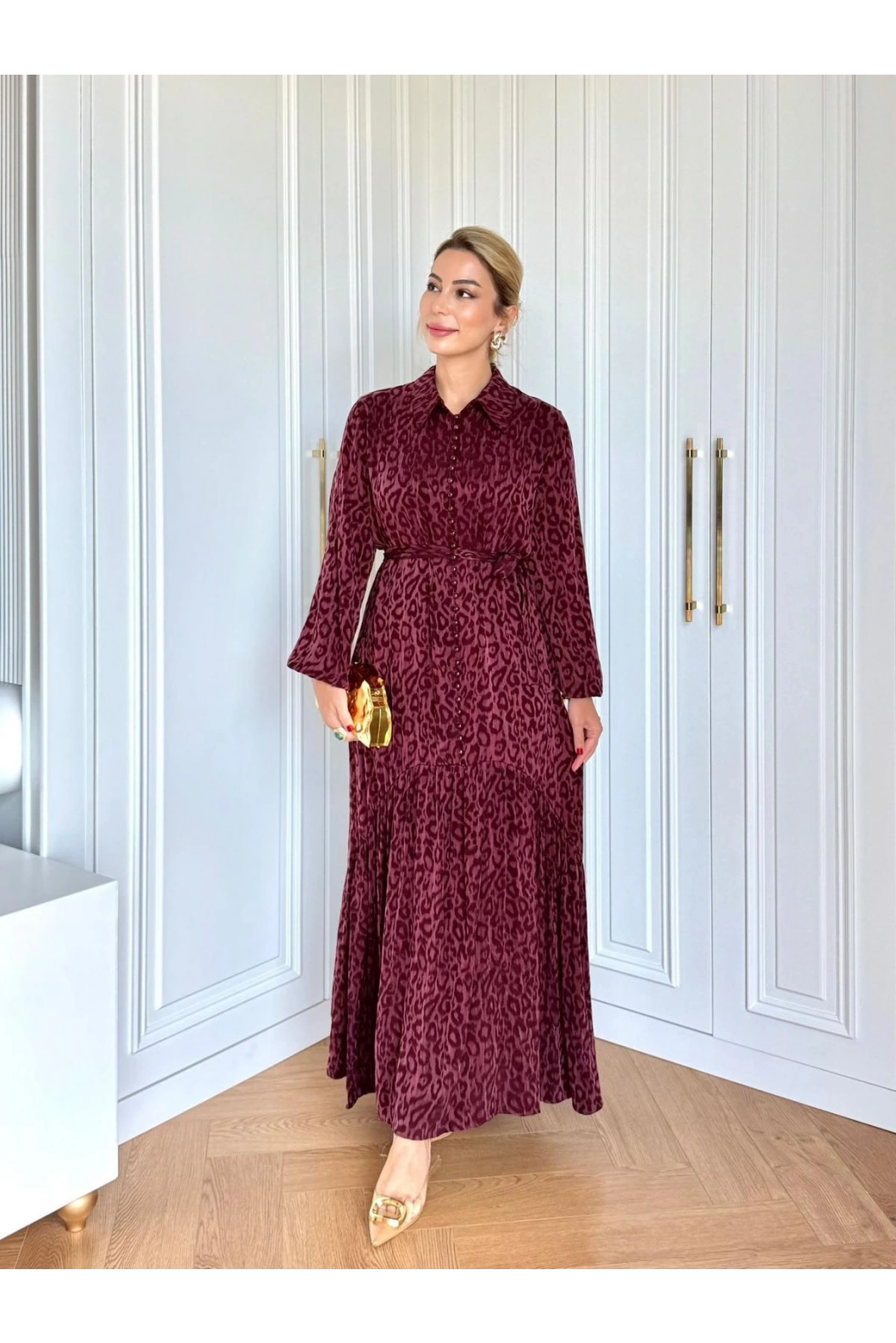 QASHE-KUPRA ELBİSE BORDO