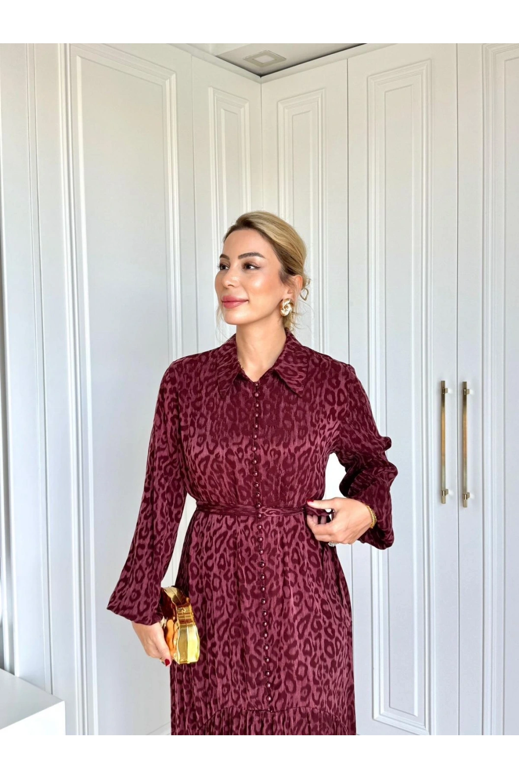 QASHE-KUPRA ELBİSE BORDO