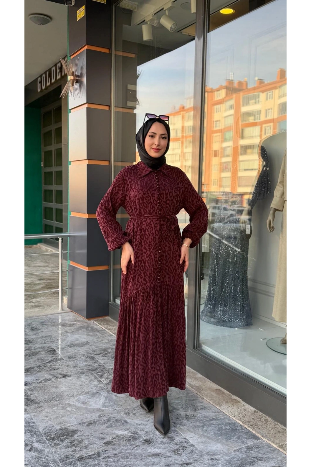 QASHE-KUPRA ELBİSE BORDO