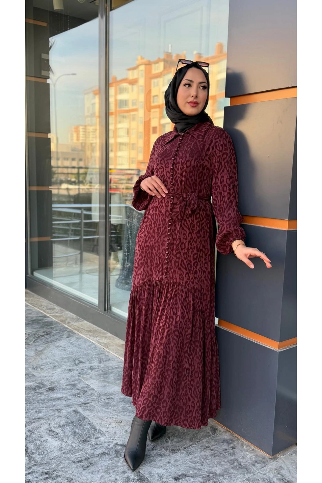 QASHE-KUPRA ELBİSE BORDO