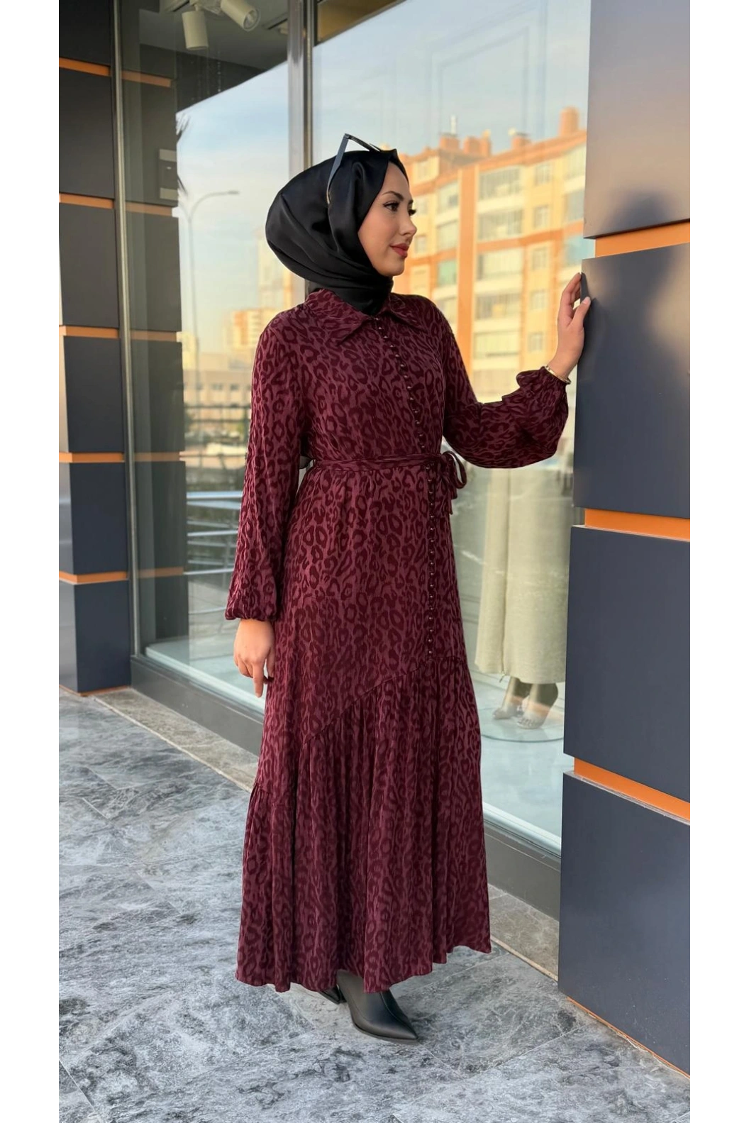 QASHE-KUPRA ELBİSE BORDO